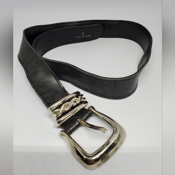 Woman's Black Faux Leather Belt - Picture 3 of 6